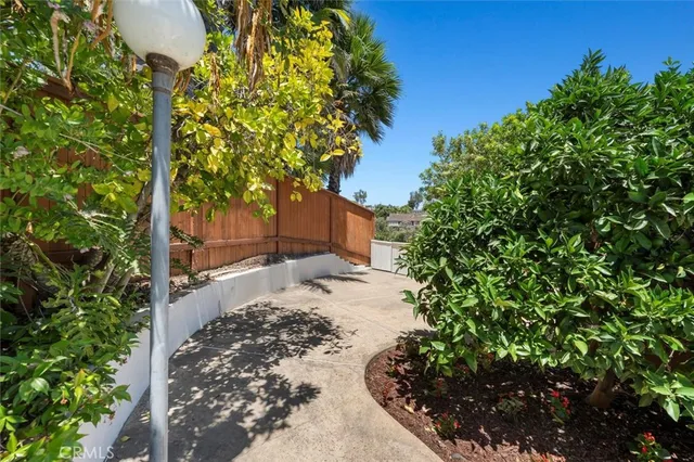 a view of a backyard with plants