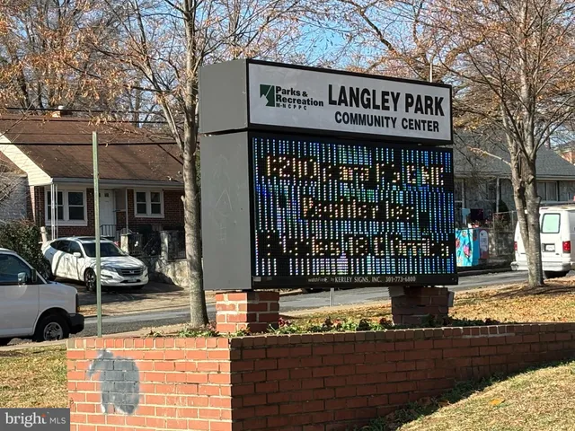 a front view of a building with street