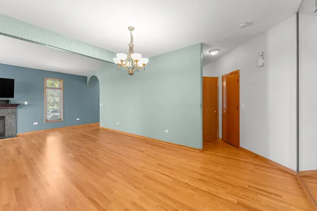a view of a livingroom with a chandelier