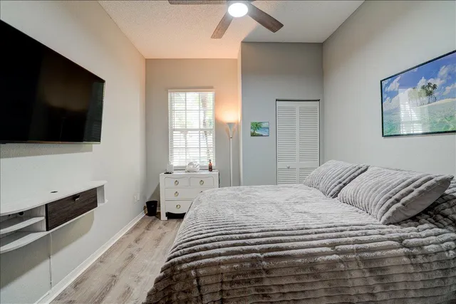 a view of a room that has a window in it