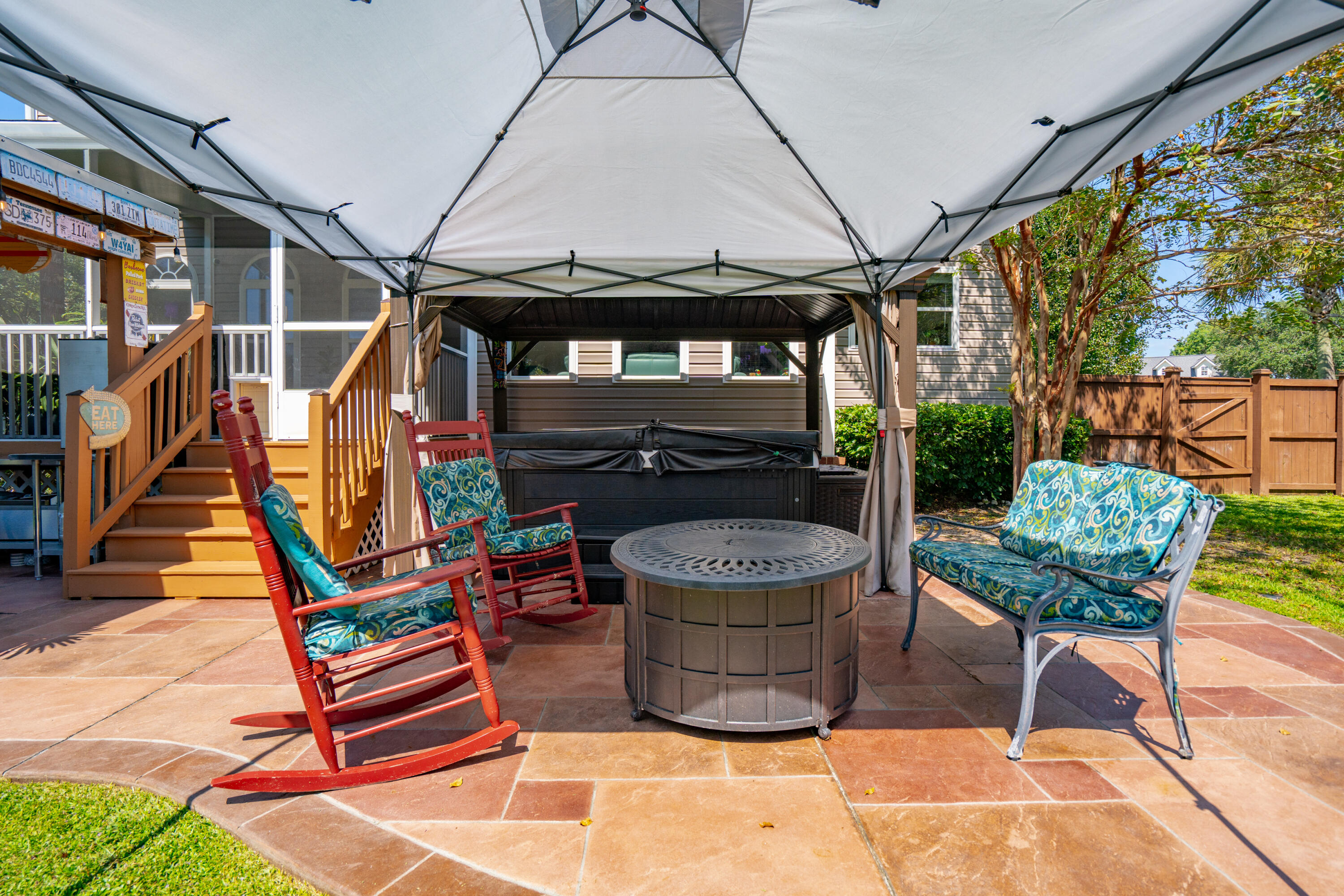 213 Harlech Way Charleston, SC 29414 - Photo 54 of 69 Hot Tub and Gazebo on brick paver patio