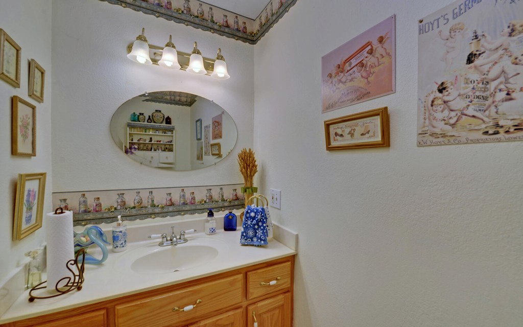 7300 Mr Bert Road Hiawassee, GA 30546 - Photo 22 of 48 a bathroom with a sink and a mirror