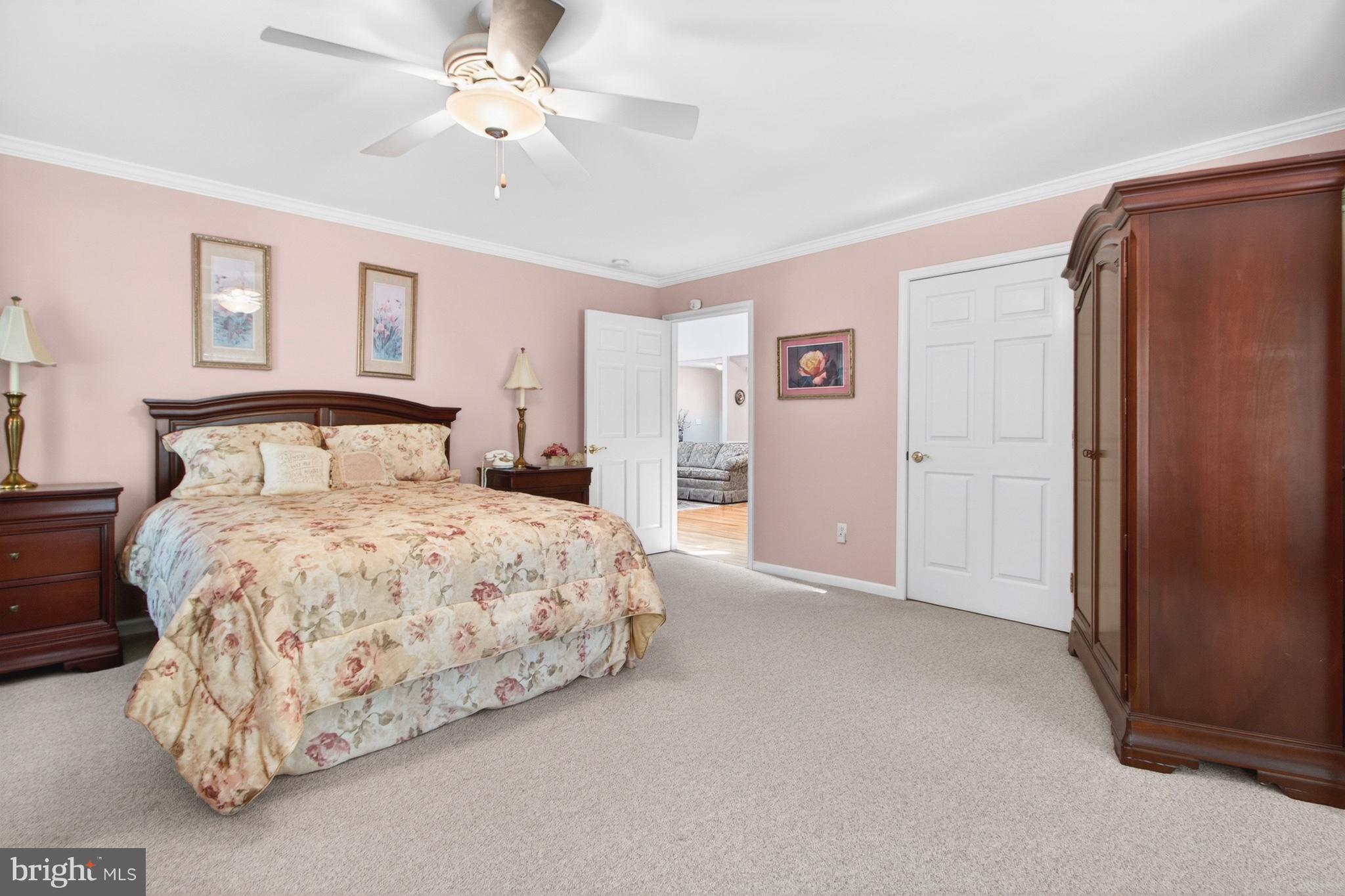 34371 Owls Nest Road Lewes, DE 19958 - Photo 23 of 58 a bedroom with a large bed and a chandelier