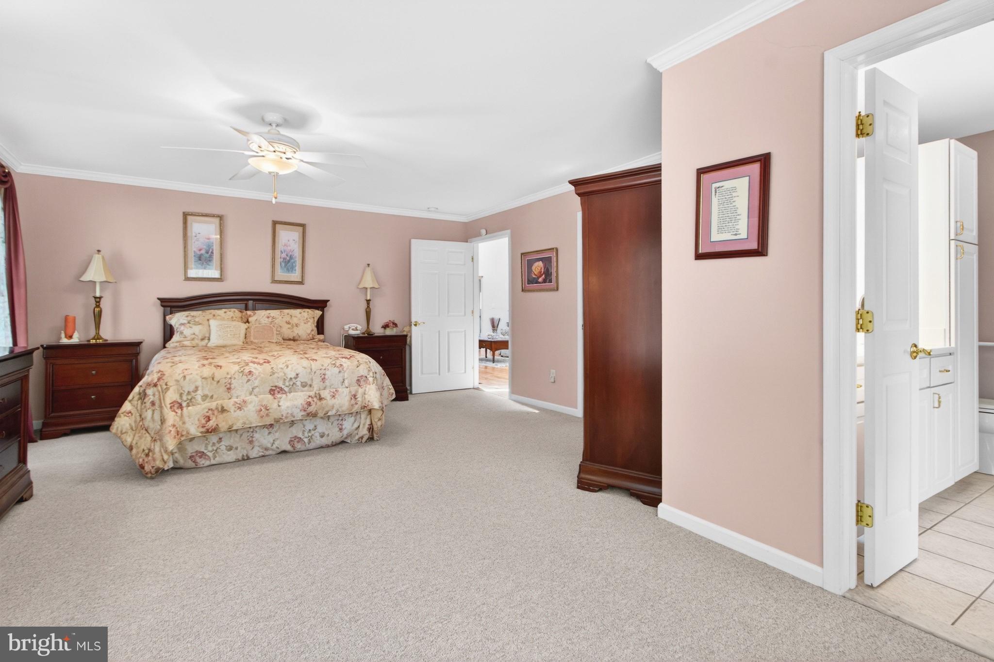 34371 Owls Nest Road Lewes, DE 19958 - Photo 24 of 58 a bedroom with a large bed and a chandelier