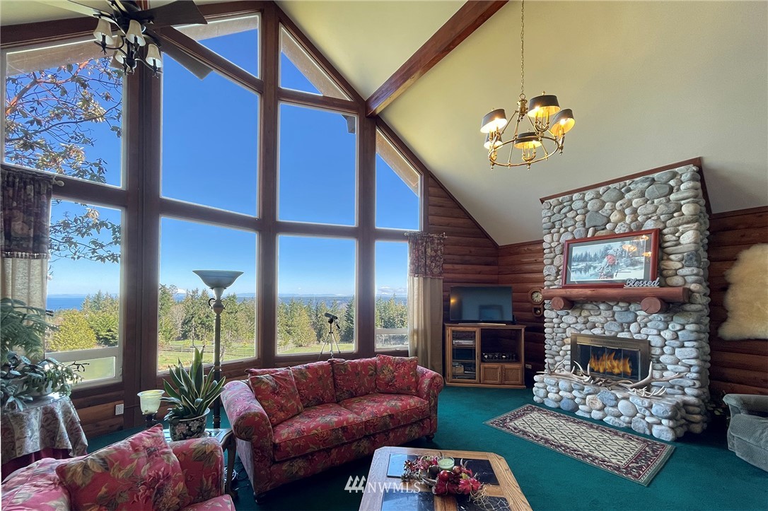 1006 Happy Valley Road Sequim, WA 98382 - Photo 9 of 40 a living room with furniture a fireplace a rug and a fireplace