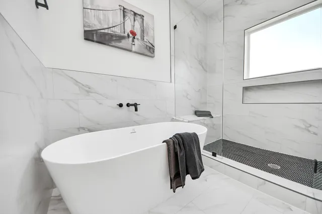 a bathroom with a bathtub