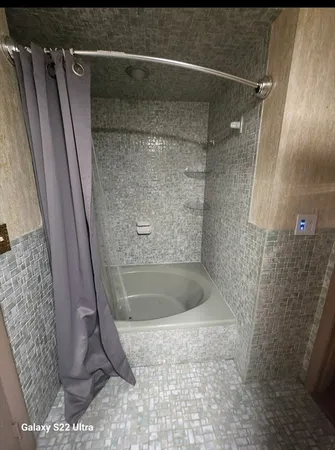 a bathroom with a shower