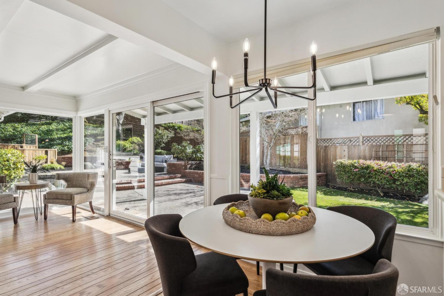 4 La Cuesta Road Orinda, CA 94563 - Photo 14 of 50 a view of a dining room with furniture window and outside view