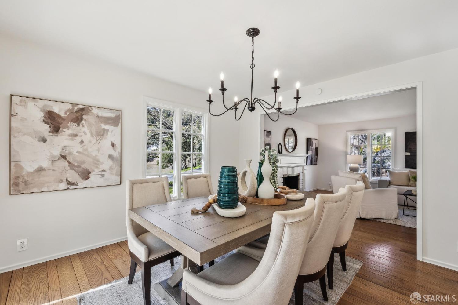 4 La Cuesta Road Orinda, CA 94563 - Photo 9 of 50 a view of a dining room with furniture window and wooden floor