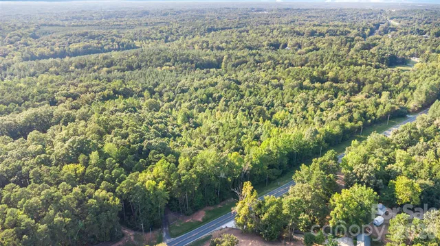 a view of a city with green field
