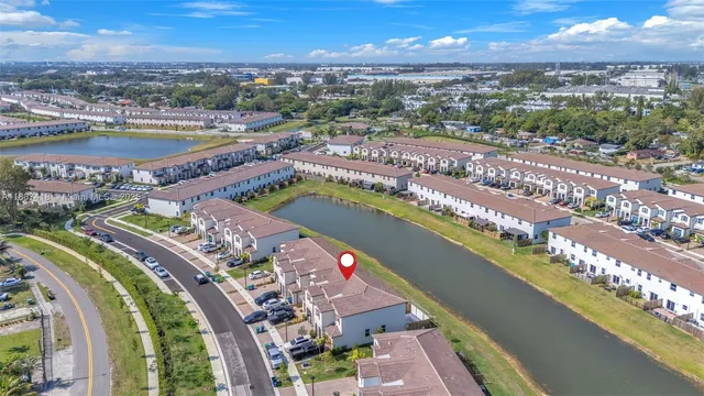 a view of a city with a lake