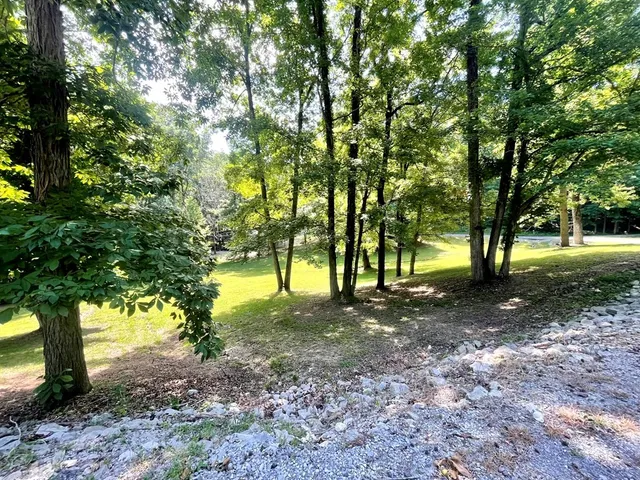 a backyard of a house with lots of green space
