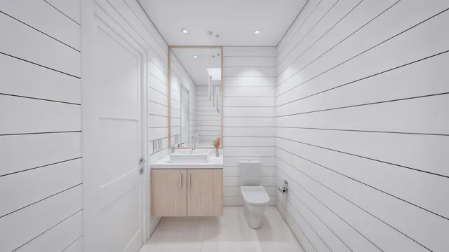 a bathroom with a toilet sink and shower