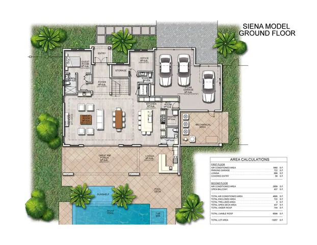 an aerial view of a house with outdoor space