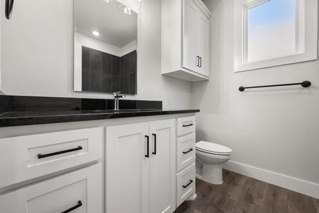 a bathroom with a bathtub