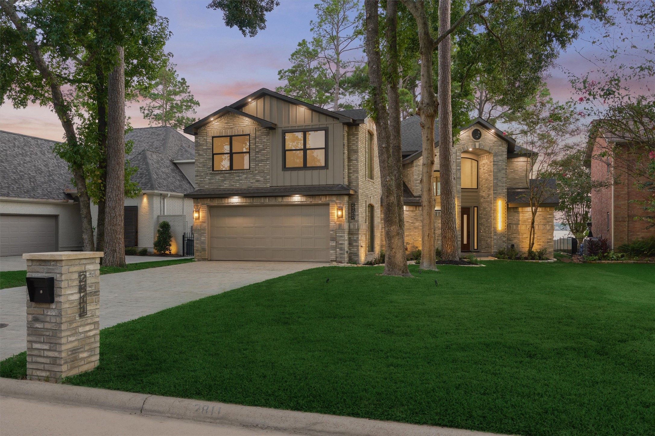 2811 Hemingway Drive Montgomery, TX 77356 - Photo 45 of 50 Evening front view shows off custom, timeless lighting on exterior of home.