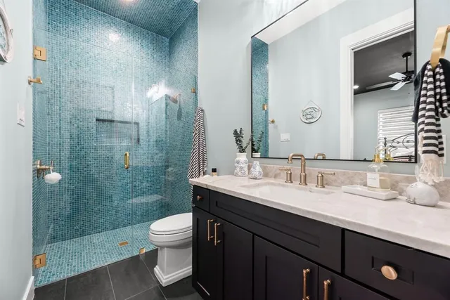 a bedroom with a large bed