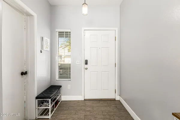 a view of a livingroom with a staircase