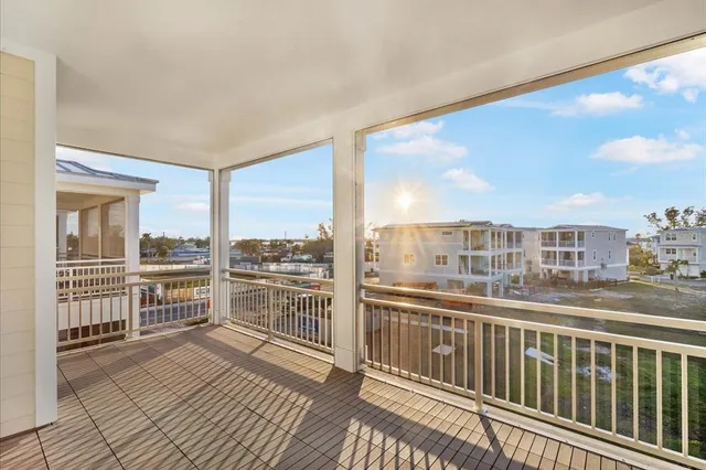 a view of a balcony with city view