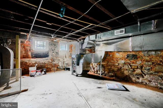 an aerial view of a yard with a fountain