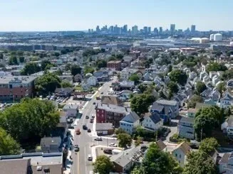 an aerial view of multiple house