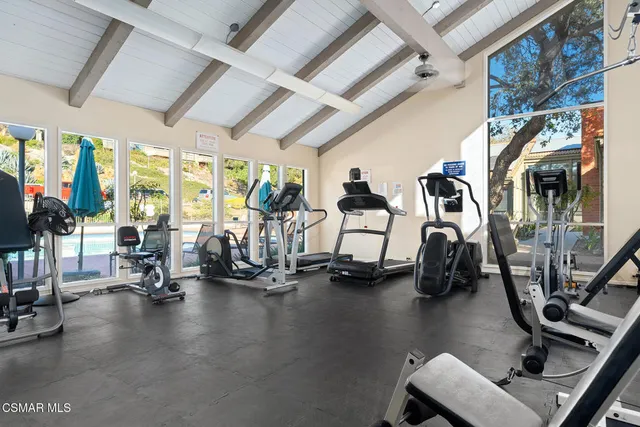 a view of a room with gym equipment