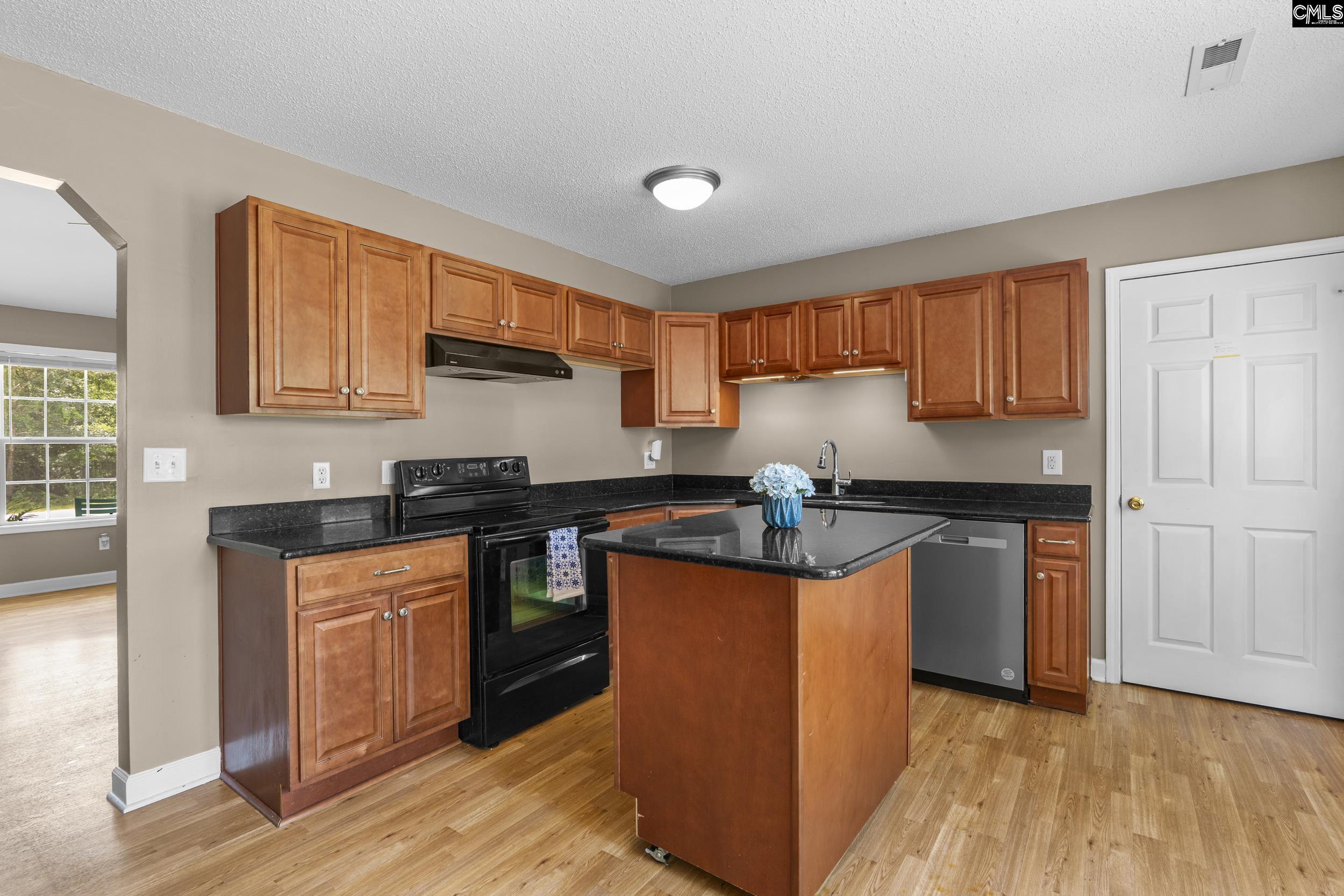 548 Eskie Dixon Road Elgin, SC 29045 - Photo 6 of 27 a kitchen with stainless steel appliances granite countertop wooden cabinets a sink and a stove