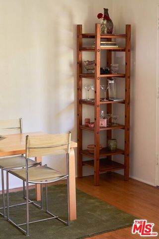 a view of a room with racks on the wall