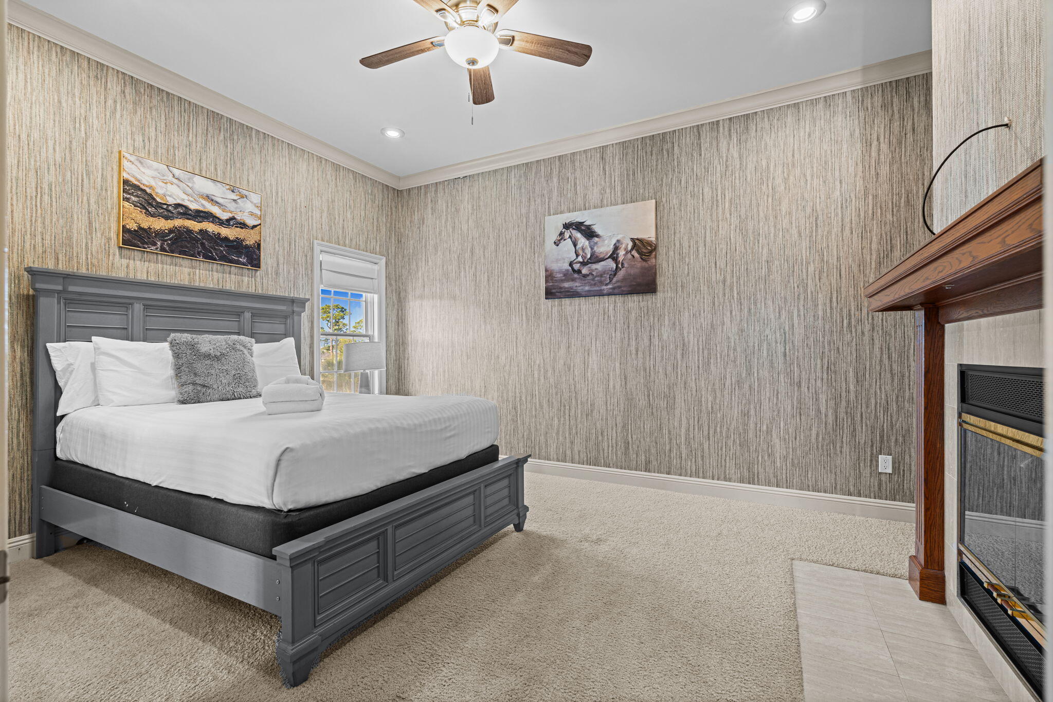 322 Wahoo Road Panama City Beach, FL 32408 - Photo 23 of 38 a bedroom with a bed and a painting on the wall