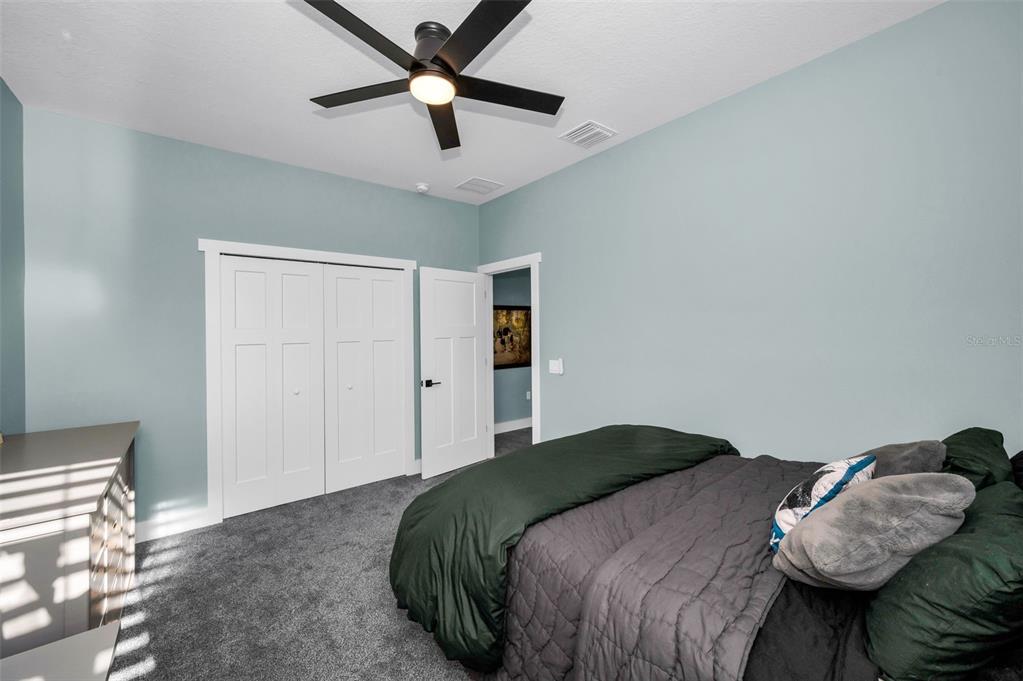 5650 Egrets Place New Port Richey, FL 34652 - Photo 53 of 73 a bedroom with a bed and a chandelier