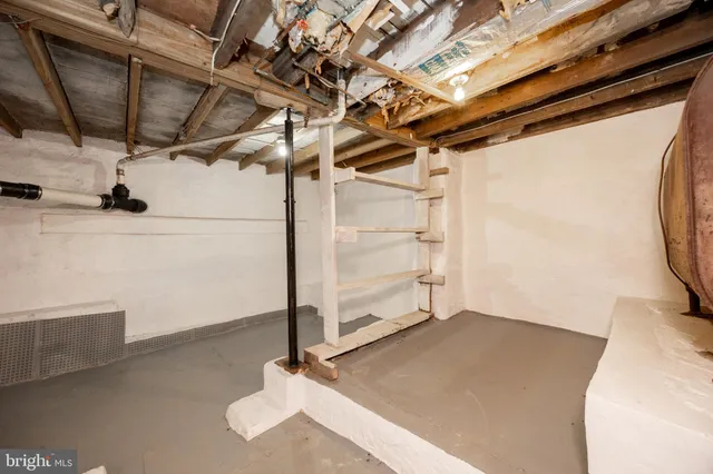 a view of a room with racks on the wall