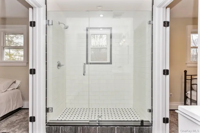 a bathroom with a shower