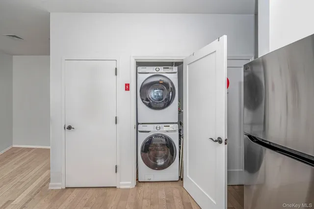 a utility room with dryer and washer