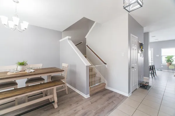 a view of entryway and workspace