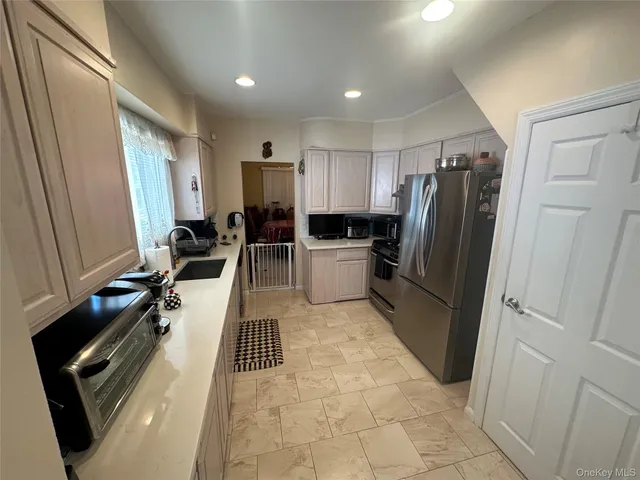 a large room with a couch