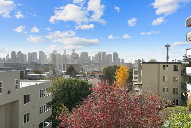 a view of a city with tall buildings