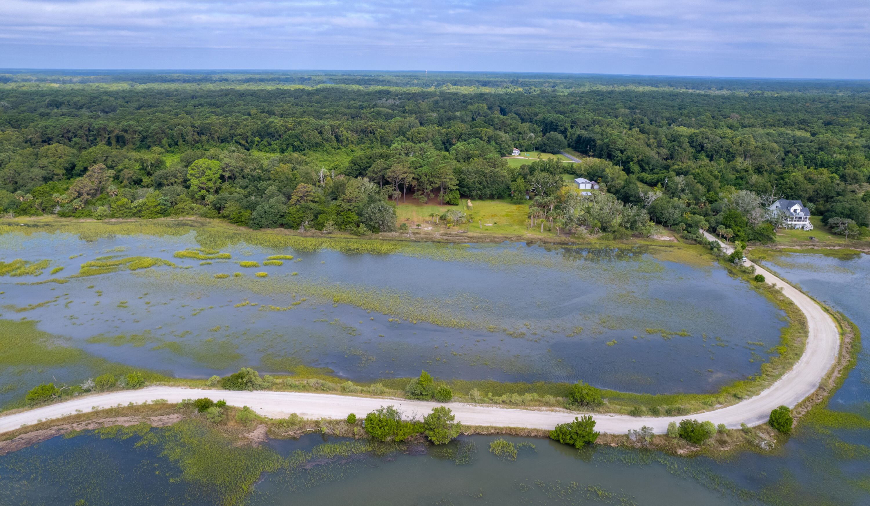 Aerial view causeway to lot