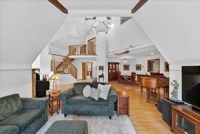 a bedroom with a bed and furniture