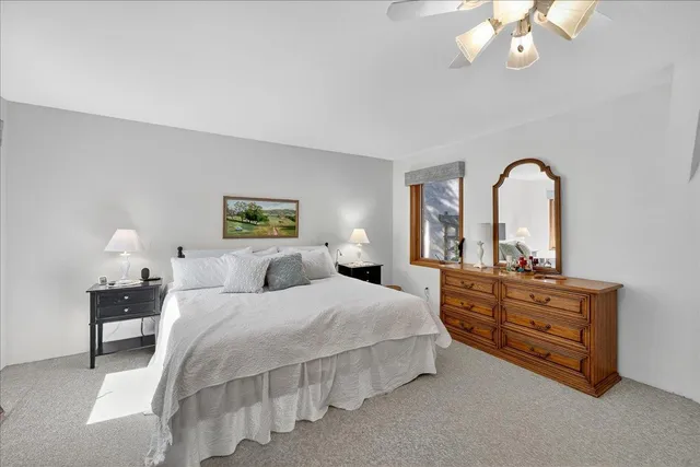 a view of a garage with a table and chairs
