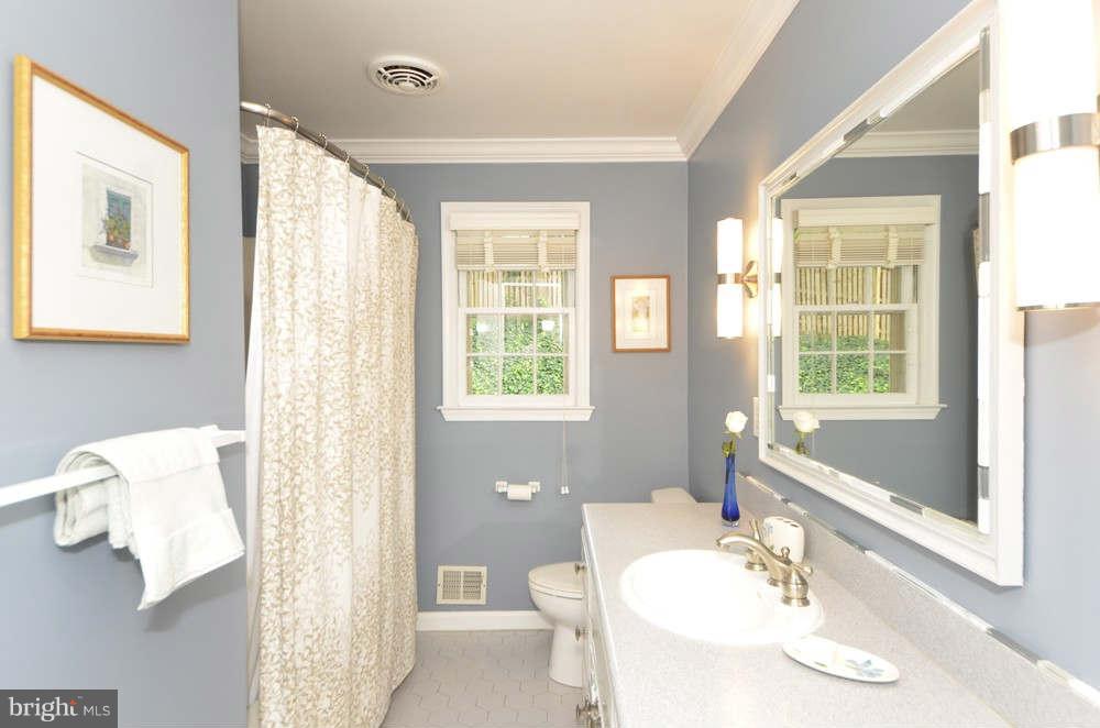 3020 Military Road Arlington, VA 22207 - Photo 14 of 26 a bathroom with a tub sink and mirror next to a window