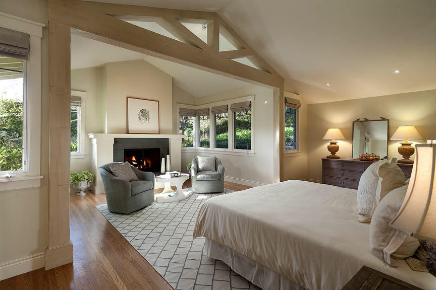 709 Park Lane Montecito, CA 93108 - Photo 10 of 12 a bed room with a bed and a fireplace