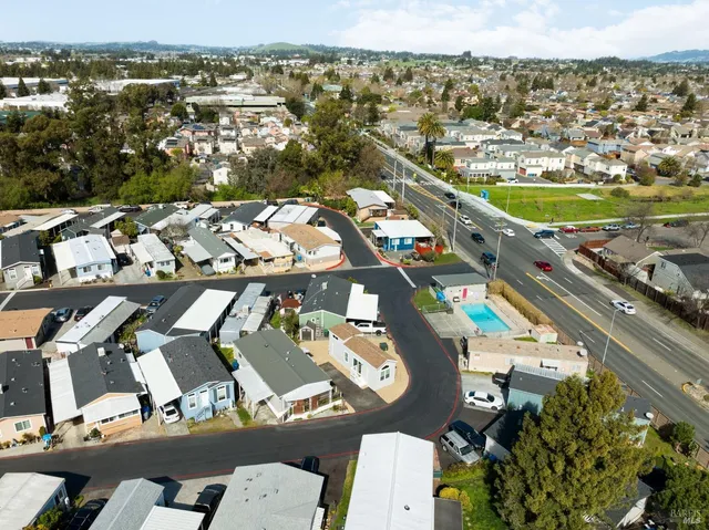 an aerial view of a city