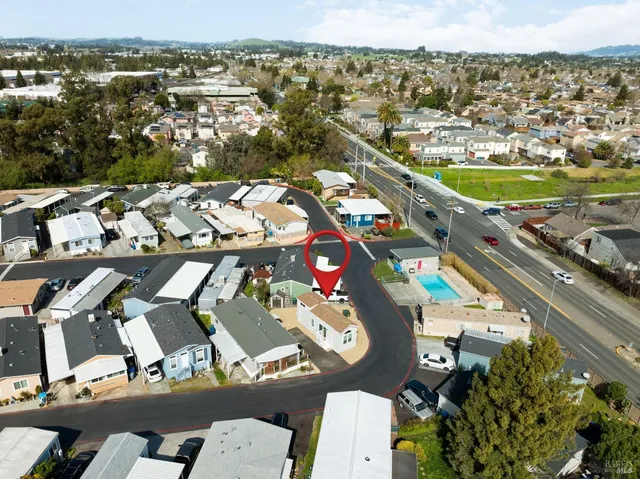 an aerial view of a city