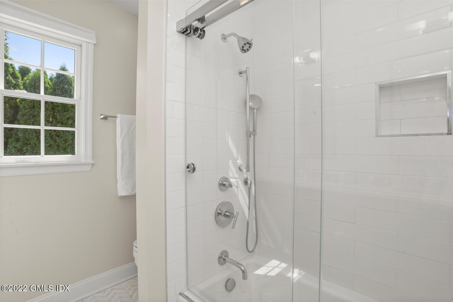 47 Druid Lane Riverside, CT 06878 - Photo 20 of 29 a bathroom with a shower and a sink