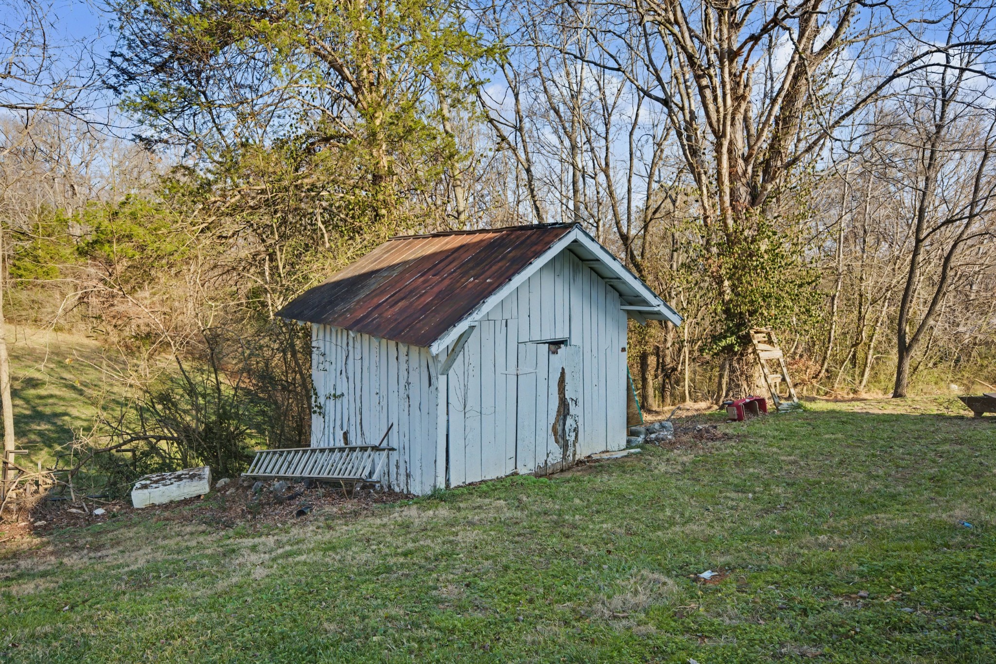 116 Tracy Academy Street Charlotte, TN 37036 - Photo 30 of 36 a barn house with a big yard and large trees