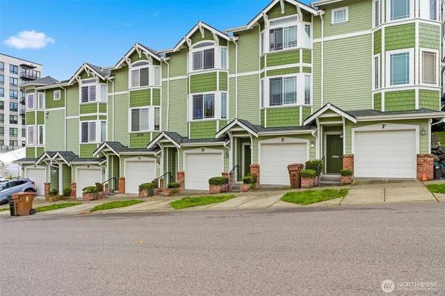 a front view of multiple houses