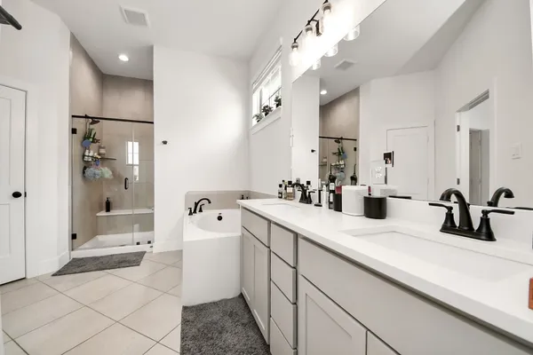 a bathroom with a sink double vanity