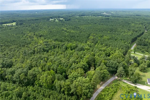a view of a green field with lots of bushes