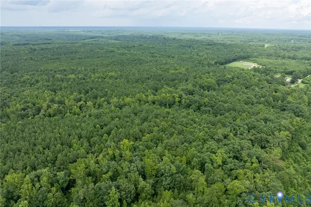 a view of a green field with lots of bushes