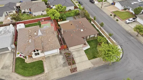 an aerial view of a house